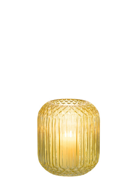 Vase en verre jaune coupé à droite petitJ-Line Vase en verre jaune coupé à droite petitJ-Line