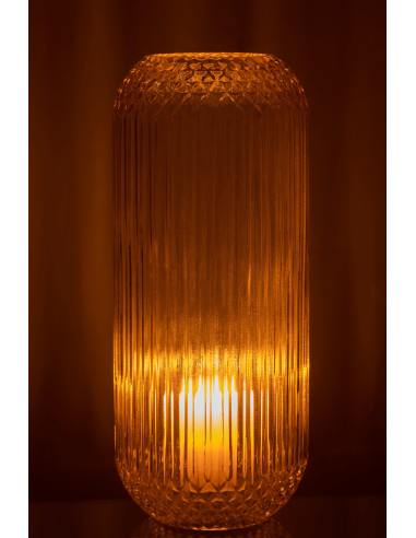 Vase en verre jaune coupé à droite de grande tailleJ-Line