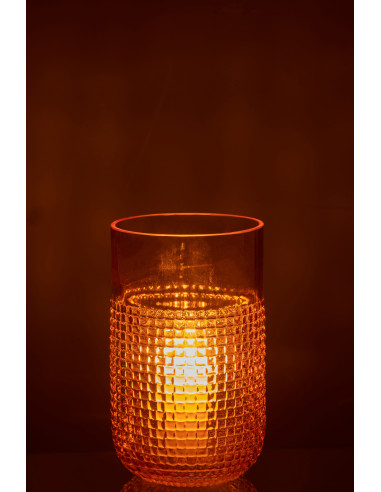 Petit vase en verre orange à motif.J-Line