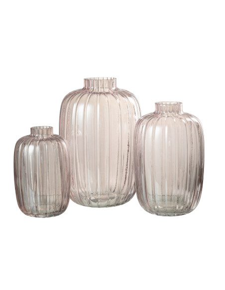 Vase Lignes Verre Rose GrandJ-Line Vase Lignes Verre Rose GrandJ-Line