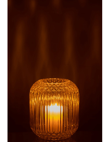 Vase en verre jaune coupé à droite petitJ-Line