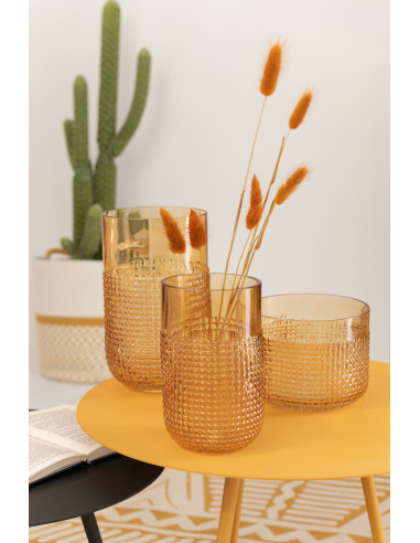 Grand vase en verre orange à motifJ-Line