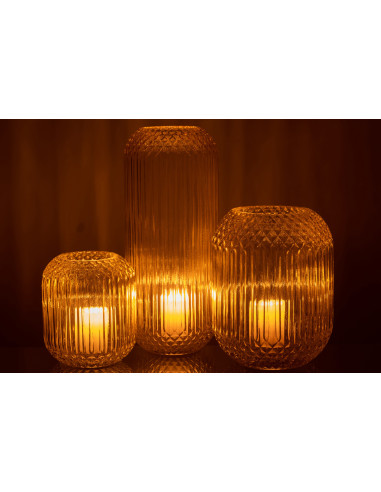 Vase en verre jaune coupé à droite de grande tailleJ-Line