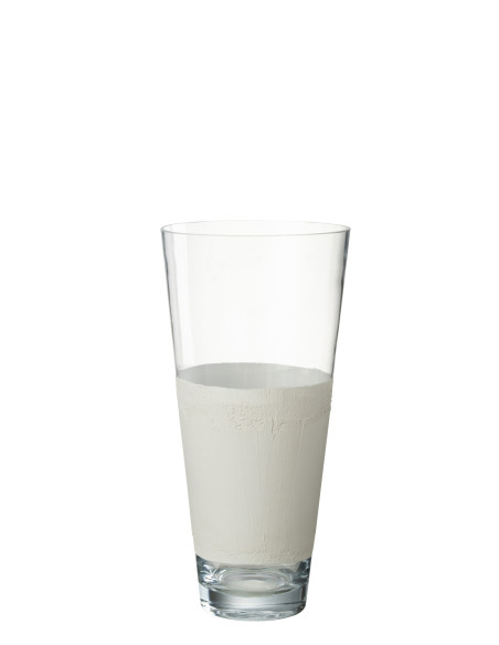 Vase en verre de Delph transparent/blanc de taille moyenneJ-Line