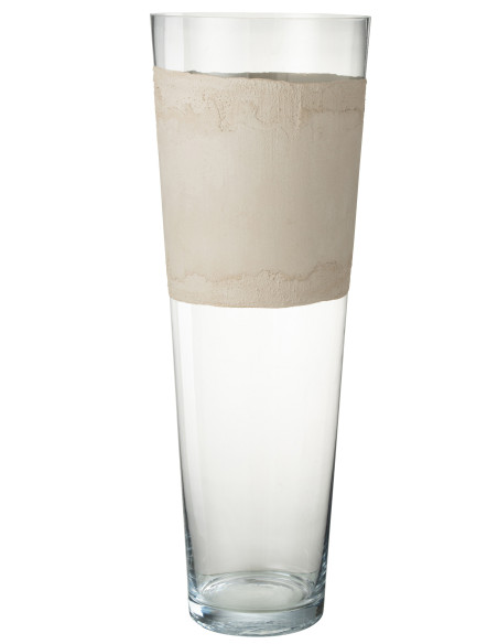Vase en verre de Delph transparent/beige extra largeJ-Line Vase en verre de Delph transparent/beige extra largeJ-Line