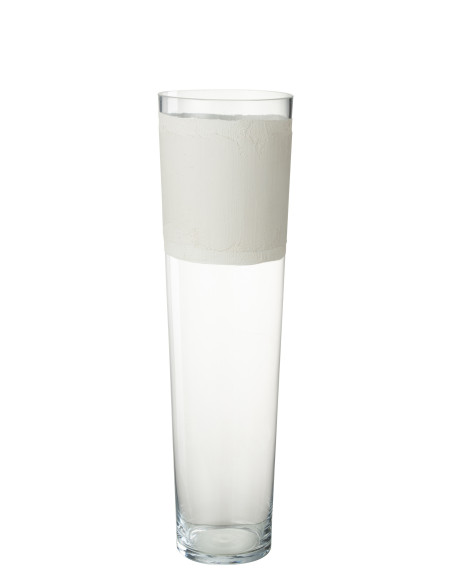Vase en verre de Delph transparent/blanc grandJ-Line Vase en verre de Delph transparent/blanc grandJ-Line