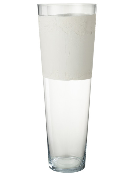 Vase en verre de Delph transparent/blanc très grandJ-Line Vase en verre de Delph transparent/blanc très grandJ-Line
