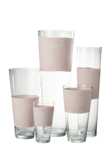 Vase en verre de Delph transparent/rose très grandJ-Line Vase en verre de Delph transparent/rose très grandJ-Line