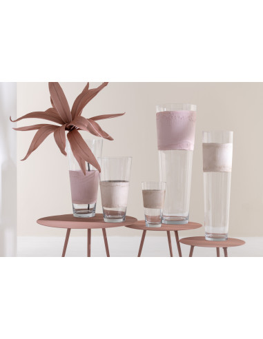 Vase en verre de Delph transparent/rose de taille moyenneJ-Line
