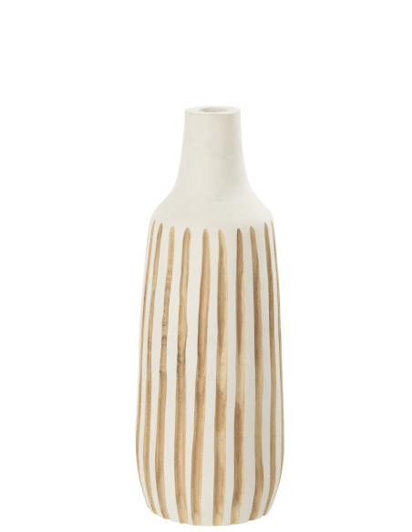 Vase en bois de Ying blanc de taille moyenneJ-Line Vase en bois de Ying blanc de taille moyenneJ-Line