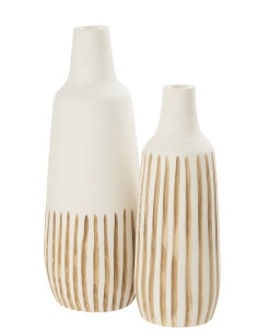 Grand vase blanc en bois de YingJ-Line 2