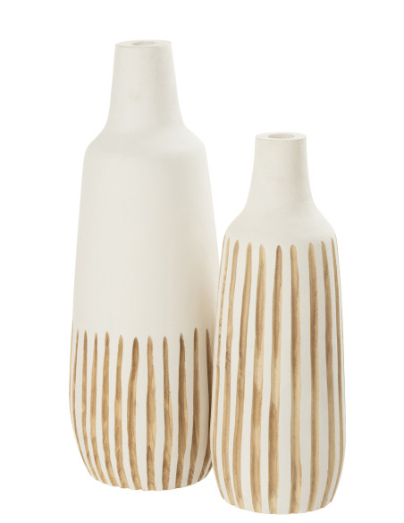 Grand vase blanc en bois de YingJ-Line
