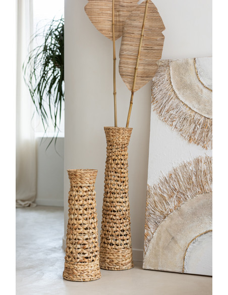 Ensemble de 3 vases Jan en jacinthe d'eau naturelleJ-Line Ensemble de 3 vases Jan en jacinthe d'eau naturelleJ-Line