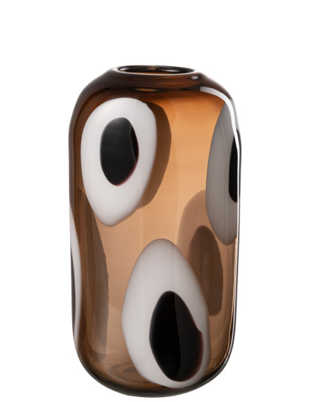Vase Izzy en verre blanc/marron de taille moyenneJ-Line Vase Izzy en verre blanc/marron de taille moyenneJ-Line
