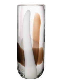 Vase Iggy en verre blanc/marron grandJ-Line