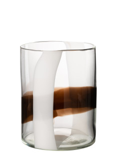 Vase Iggy en verre blanc/marron petitJ-Line