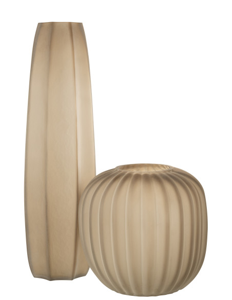 Vase à rayures longues en verre de sable marron clairJ-Line