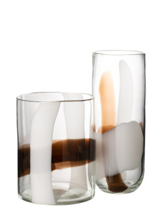 Vase Iggy en verre blanc/marron grandJ-Line 2