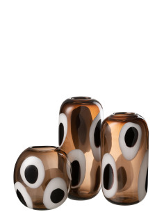 Vase Izzy en verre blanc/marron grandJ-Line 2