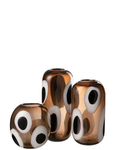 Vase Izzy en verre blanc/marron grandJ-Line