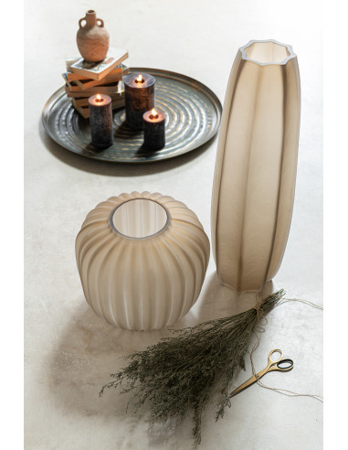 Vase à rayures longues en verre de sable marron clairJ-Line