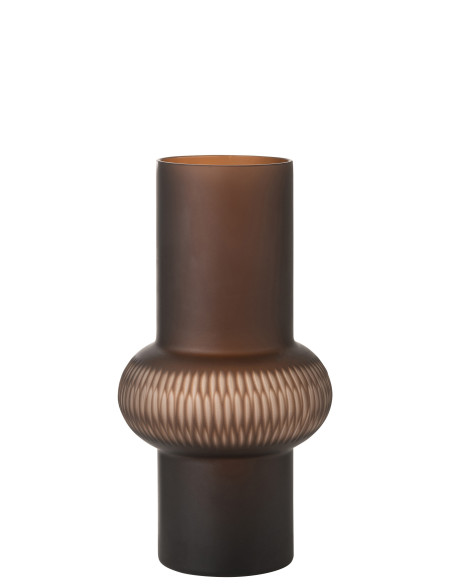 Vase à rayures en verre marron petitJ-Line Vase à rayures en verre marron petitJ-Line