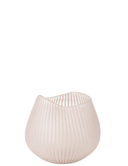 Vase à rayures en verre rose clair petitJ-Line