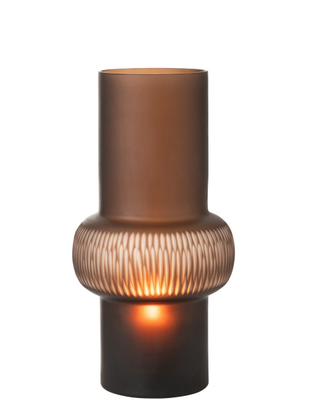 Vase à rayures en verre marron grandJ-Line