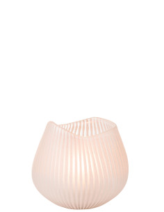 Vase à rayures en verre rose clair petitJ-Line 2