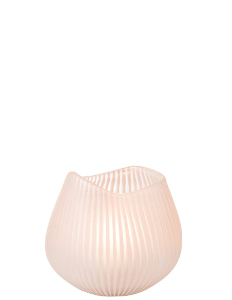 Vase à rayures en verre rose clair petitJ-Line