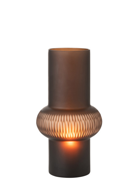 Vase à rayures en verre marron petitJ-Line Vase à rayures en verre marron petitJ-Line