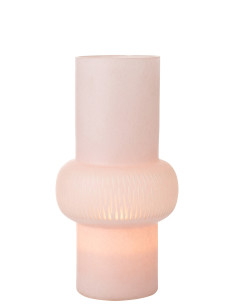 Vase à rayures en verre rose clair de grande tailleJ-Line 2