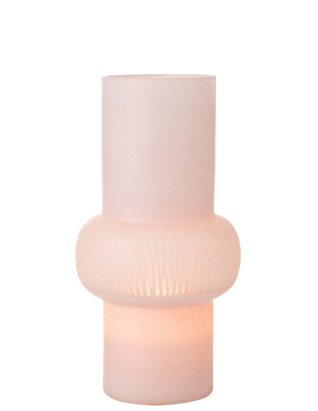 Vase à rayures en verre rose clair de grande tailleJ-Line