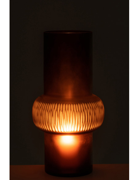 Vase à rayures en verre marron grandJ-Line