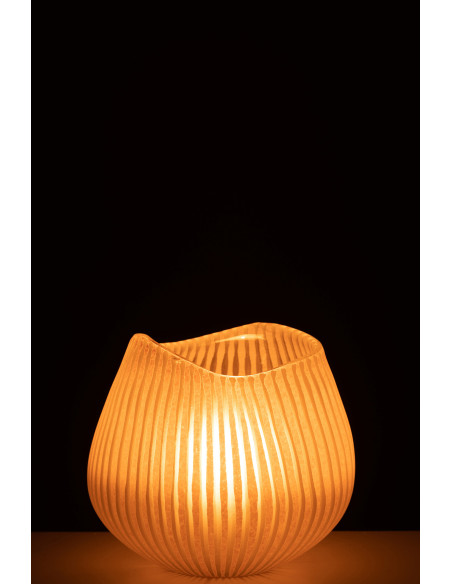 Vase à rayures en verre rose clair petitJ-Line