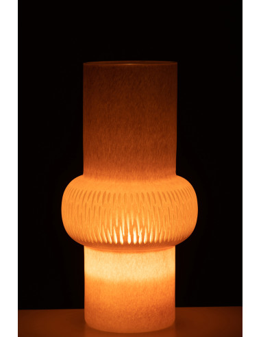 Vase à rayures en verre rose clair de grande tailleJ-Line