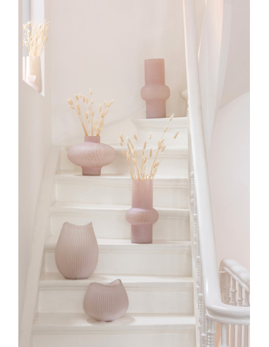 Vase à rayures en verre rose clair petitJ-Line
