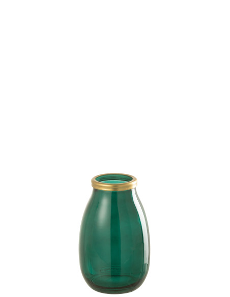 Vase en verre à bordure dorée vert petitJ-Line Vase en verre à bordure dorée vert petitJ-Line