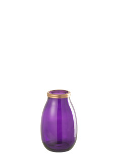 Vase en verre à bordure dorée violet petitJ-Line