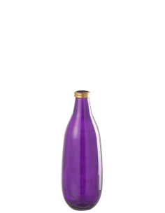 Vase en verre à bordure dorée violet de taille moyenneJ-Line