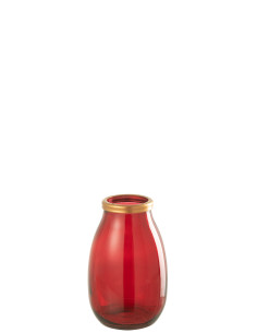 Vase en verre avec bordure dorée rouge petitJ-Line
