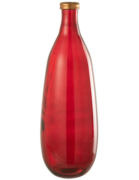 Vase en verre à bordure dorée rouge grandJ-Line Vase en verre à bordure dorée rouge grandJ-Line