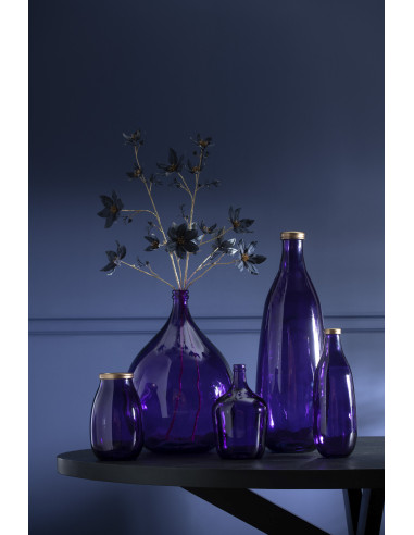 Vase en verre à bordure dorée violet de taille moyenneJ-Line
