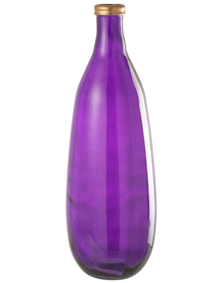 Vase en verre à bordure dorée violet grandJ-Line Vase en verre à bordure dorée violet grandJ-Line