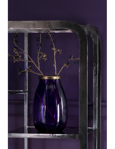 Vase en verre à bordure dorée violet petitJ-Line
