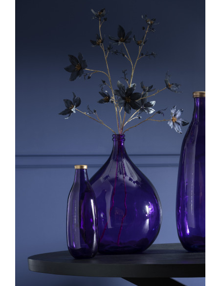 Vase en verre à bordure dorée violet de taille moyenneJ-Line