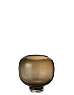 Vase Sur Pied En Verre Rond Marron Foncé GrandJ-Line