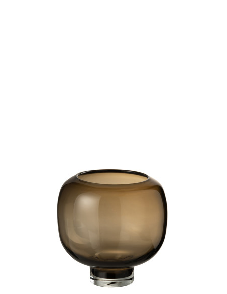 Vase Sur Pied En Verre Rond Marron Foncé GrandJ-Line Vase Sur Pied En Verre Rond Marron Foncé GrandJ-Line