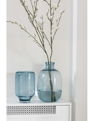 Vase Nora Sur Pied Verre Rond Bleu Clair GrandJ-Line