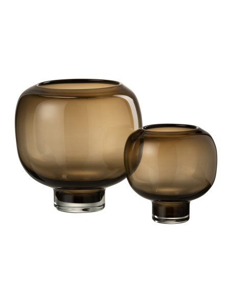 Vase Sur Pied En Verre Rond Marron Foncé GrandJ-Line Vase Sur Pied En Verre Rond Marron Foncé GrandJ-Line